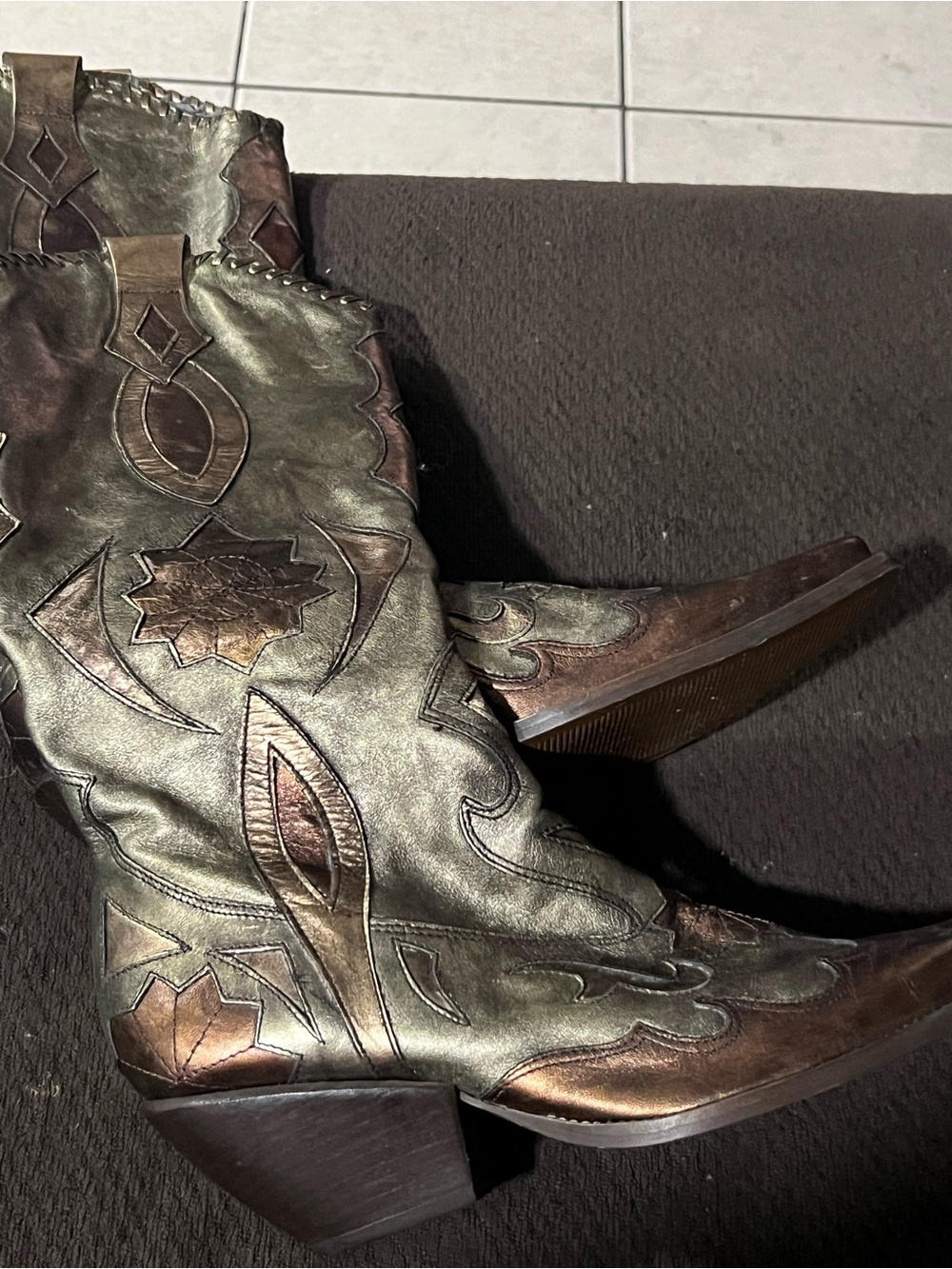 Metallic Green-Bronze Western Boots BCBGirls
